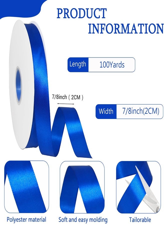 CEOWOIUN 7/8 in Blue Satin Ribbon 100Yards, Polyester Ribbon for Wedding,Hair String for Craft, Flower Bouquets,Gift Wrapping,Easter Graduation Decor - Image 2