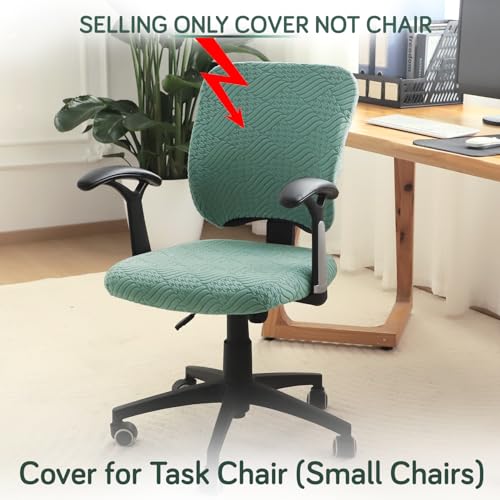 HOKIPO Office Chair Cover with Headrest (High-Back) – 170 GSM Stretch Jacquard – Washable, Anti-Slip Fit for Ergonomic Mesh Office Chairs, Green (AR-6220-GRN) - Image 2
