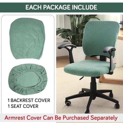 HOKIPO Office Chair Cover with Headrest (High-Back) – 170 GSM Stretch Jacquard – Washable, Anti-Slip Fit for Ergonomic Mesh Office Chairs, Green (AR-6220-GRN) - Image 3