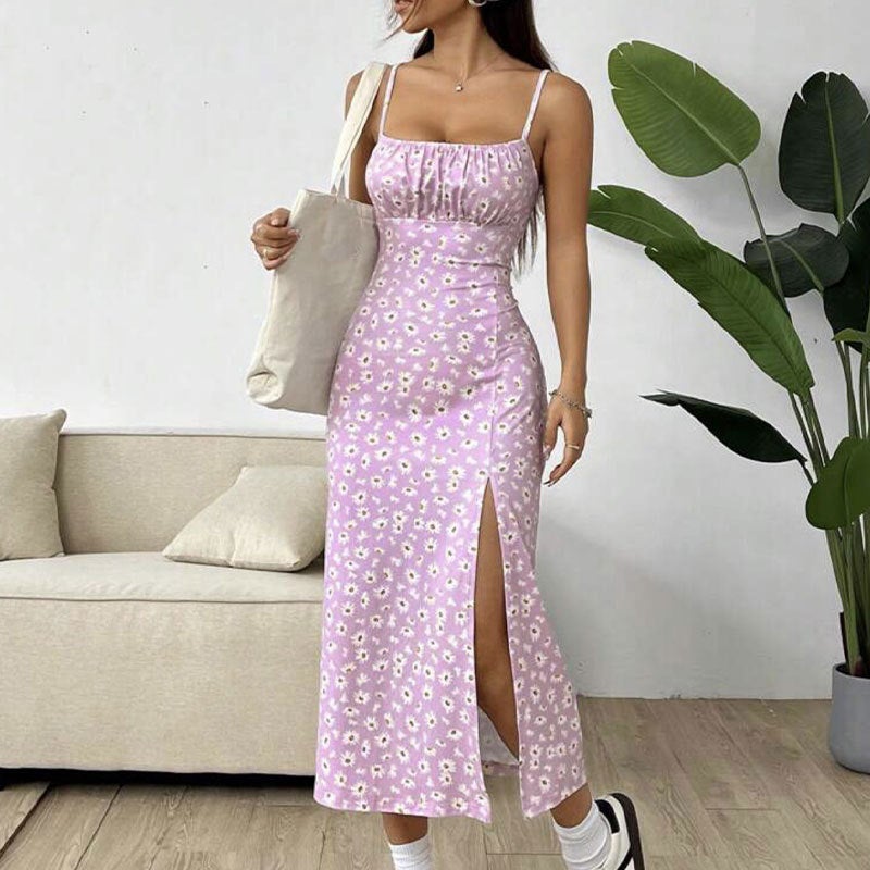 Floral Print Wrap Bodycon Midi Dress with Slit - Image 5