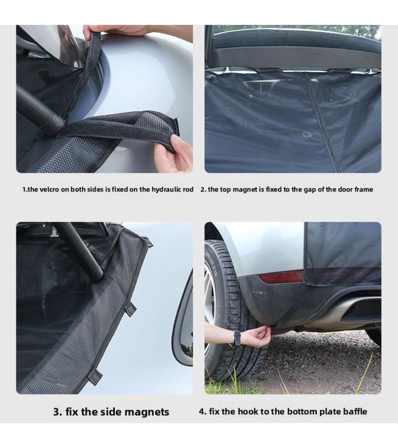 Black Magnetic Car Mosquito Net For Back Door Trunk Tailgate Insect Proof Window Cover - Image 4