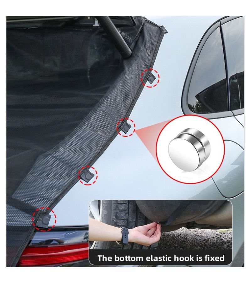 Black Magnetic Car Mosquito Net For Back Door Trunk Tailgate Insect Proof Window Cover - Image 3