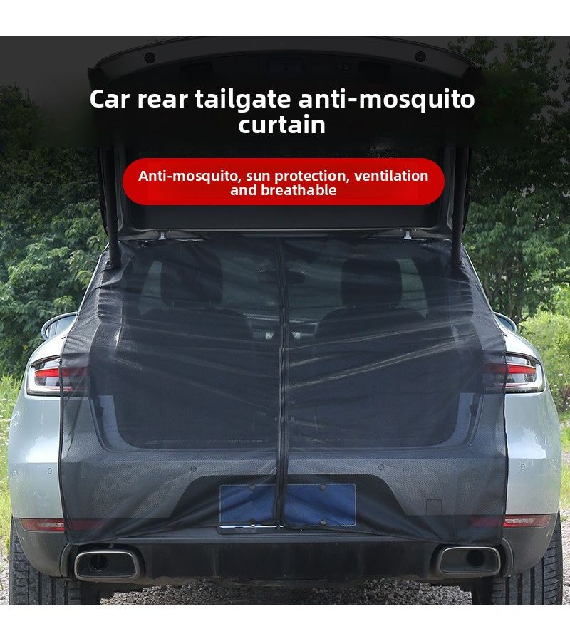 Black Magnetic Car Mosquito Net For Back Door Trunk Tailgate Insect Proof Window Cover - Image 2