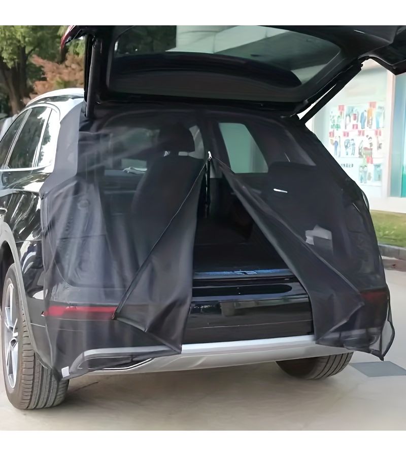 Black Magnetic Car Mosquito Net For Back Door Trunk Tailgate Insect Proof Window Cover - Image 1