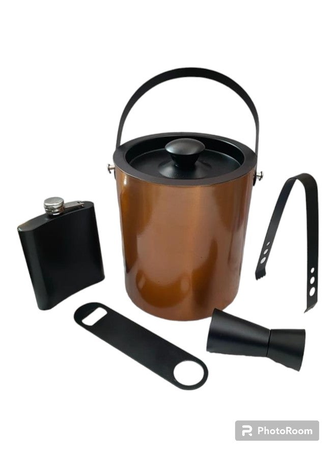 Nooks 11-Piece Cocktail Bar Set with Ice Bucket (1.5L), Shaker (750ml), Flask(205ml) and Bar Tools, Copper and Black - Image 2