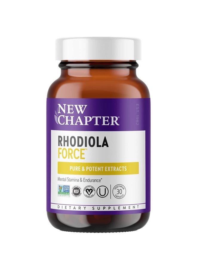 New Chapter Rhodiola Force 300mg with Potent Vegan Rhodiola for Mental Focus & Stamina, Endurance + Mood Support + Stress Adaptogen + Non-GMO Ingredients - 30 Count - Image 1