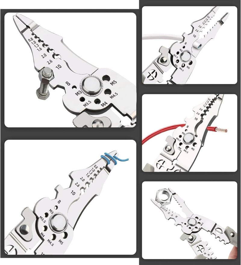 Obedient Obedient 9in1 Multifunctional Stainless Steel Wire Puller Plier Cable Looping Splitting Cutting Pliers MultiPurpose Electrical Stripping Tool Wire Stripper Crimping Tool for Electrician  - Image 3