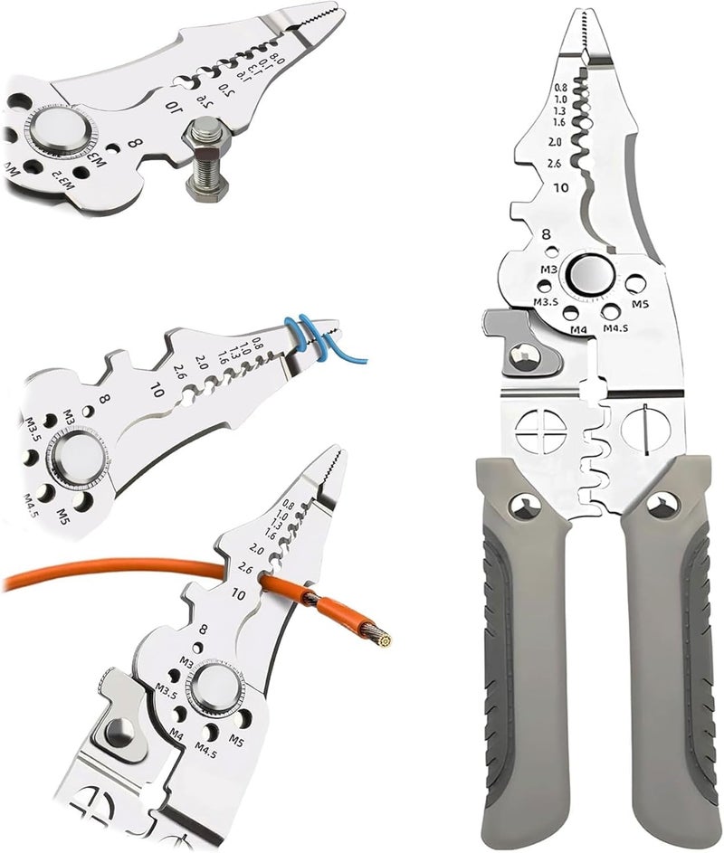 Obedient Obedient 9in1 Multifunctional Stainless Steel Wire Puller Plier Cable Looping Splitting Cutting Pliers MultiPurpose Electrical Stripping Tool Wire Stripper Crimping Tool for Electrician  - Image 1