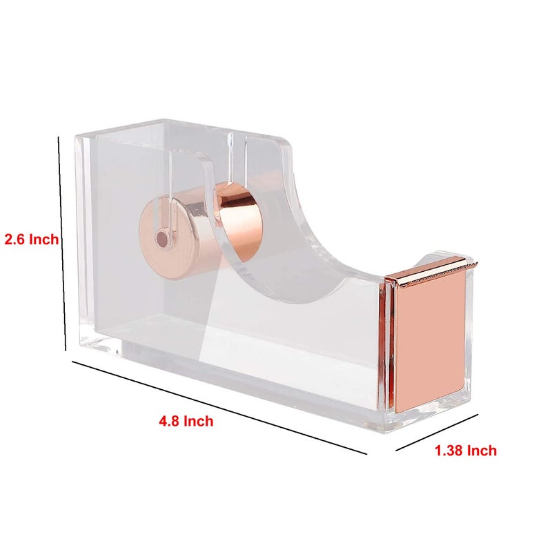 KIDMEN Office Tape Dispenser,Transparent Acrylic Tape Dispenser-Rose Gold - Image 4