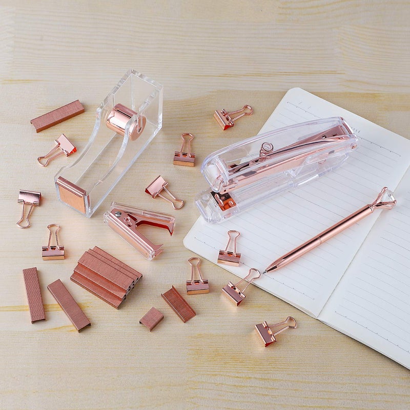 KIDMEN Office Tape Dispenser,Transparent Acrylic Tape Dispenser-Rose Gold - Image 5
