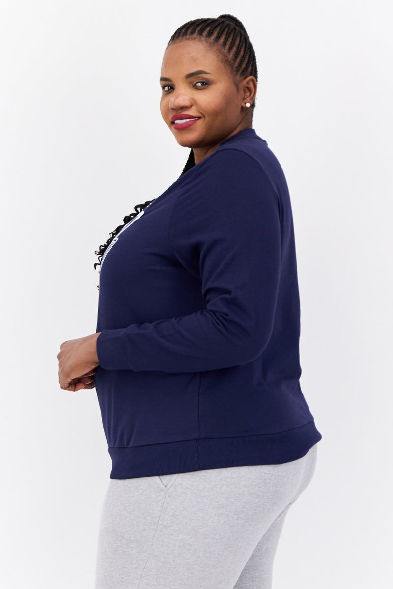 PUMA Women Regular Fit Long Sleeves Outdoor Sweatshirt, Navy - Image 2