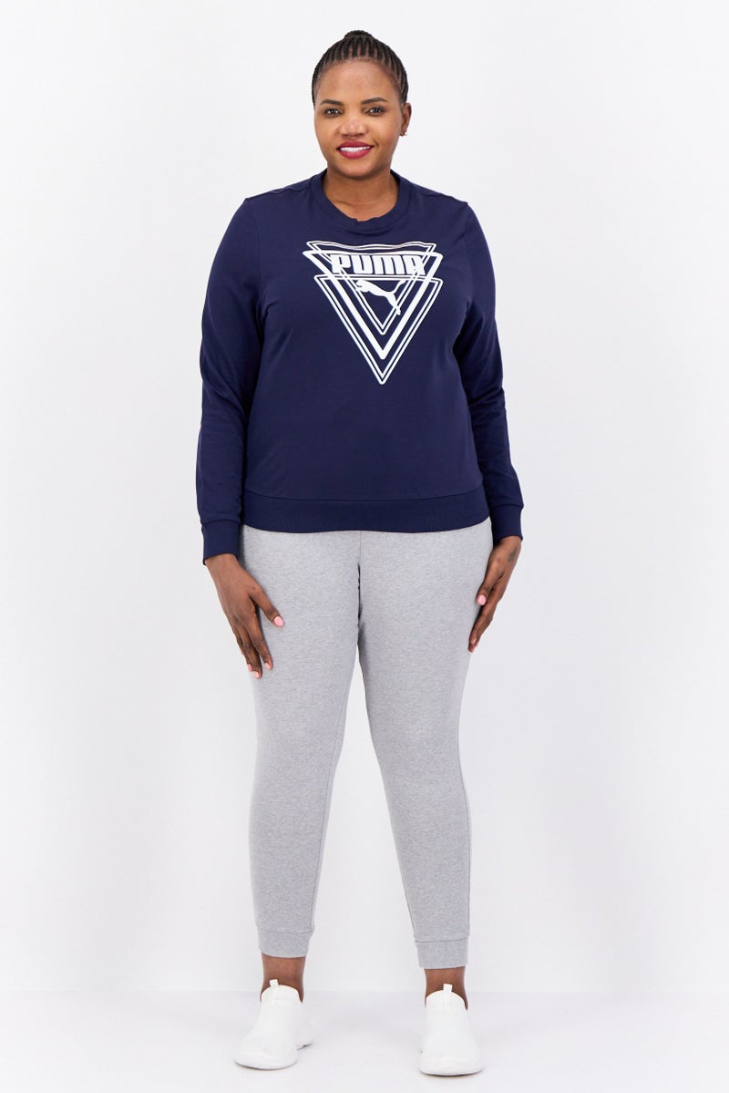 PUMA سويت شيرت خارجي طويل الأكمام للنساء بقصة عادية، Navy - Image 4