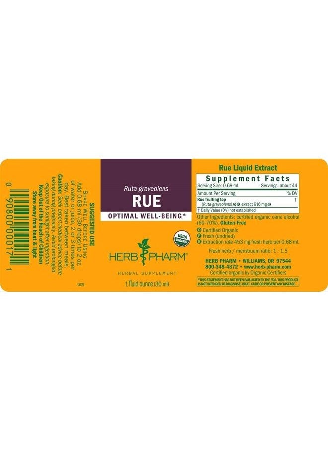 HERB PHARM - Certified Organic Rue Liquid Extract - 1 Ounce - Image 1