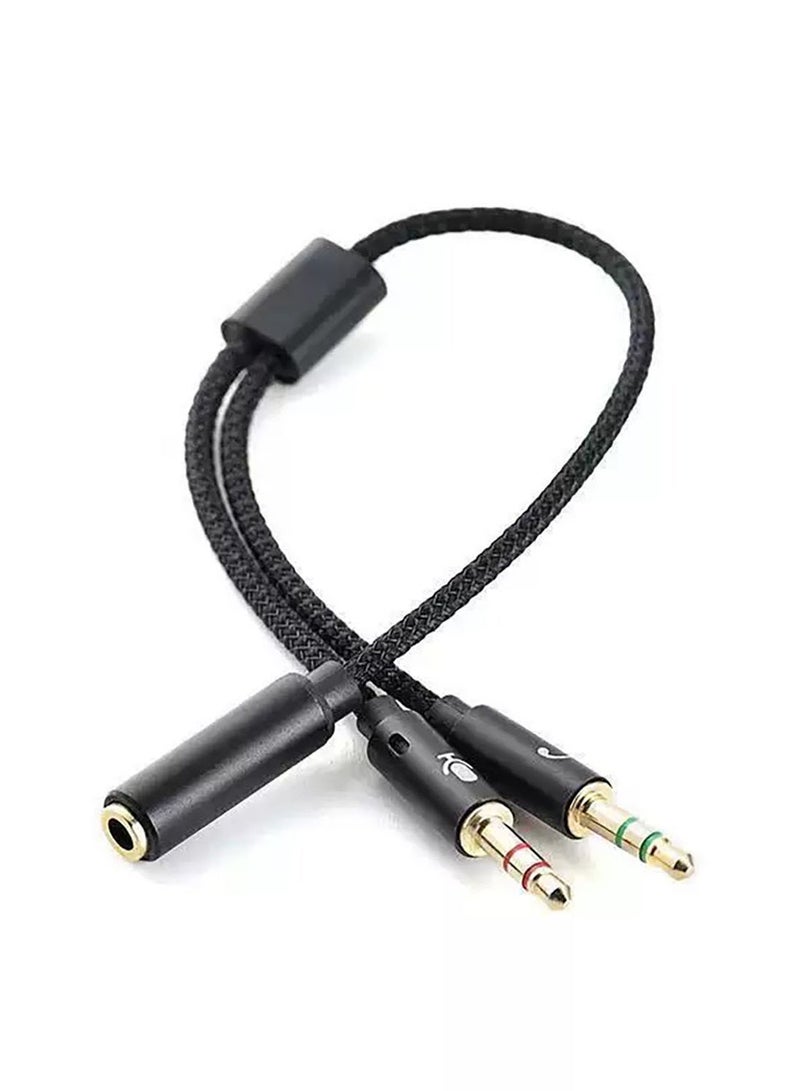 Female To Male Headset And Microphone Y Splitter Cable Black/Gery - Image 3