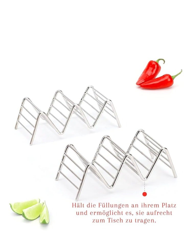Vitacelli Taco Holders Set of 2 Premium Stainless Steel Stackable Stands, Each Rack Holds 2 or 3 Hard or Soft Tacos, Five Styles Available By 2lbDepot  - Image 2