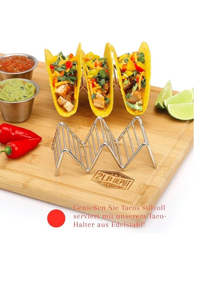 Vitacelli Taco Holders Set of 2 Premium Stainless Steel Stackable Stands, Each Rack Holds 2 or 3 Hard or Soft Tacos, Five Styles Available By 2lbDepot  - Image 4