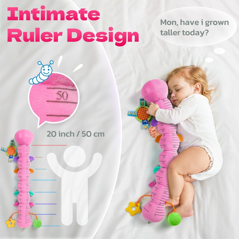 HEMRLY Baby Sensory Toy 0-6 Months, Musical Stuffed Caterpillar Plush with Teether, Crinkle, Rattle, Baby Mirror for Tummy Time, Infant Car Seat Toy for 0-3-6-12 Month Boys Girls Gifts - Winged Pink - Image 5