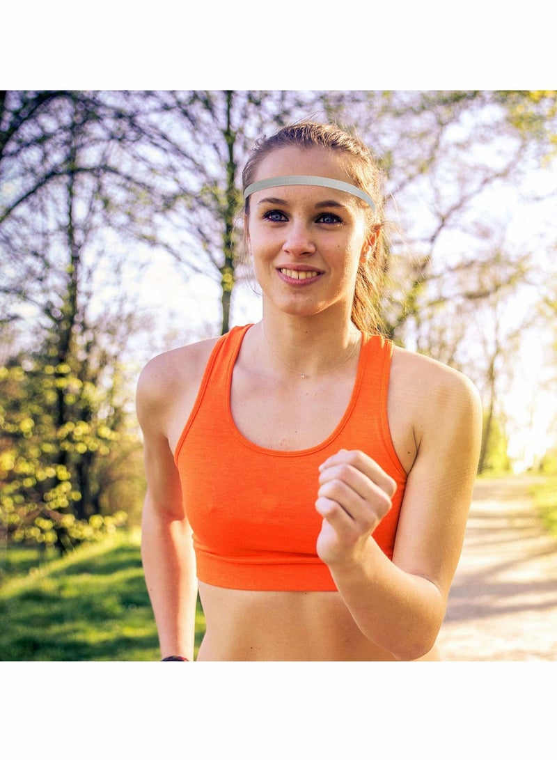 Loquat 6 Pieces Thin Non-slip Elastic Sport Headbands Mini for Men Women Slim Basketball Yoga Head Bands Soccer Workout Running Exercise Volleyball Black White and Gray - Image 2