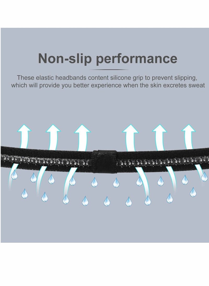 Loquat 6 Pieces Thin Non-slip Elastic Sport Headbands Mini for Men Women Slim Basketball Yoga Head Bands Soccer Workout Running Exercise Volleyball Black White and Gray - Image 5
