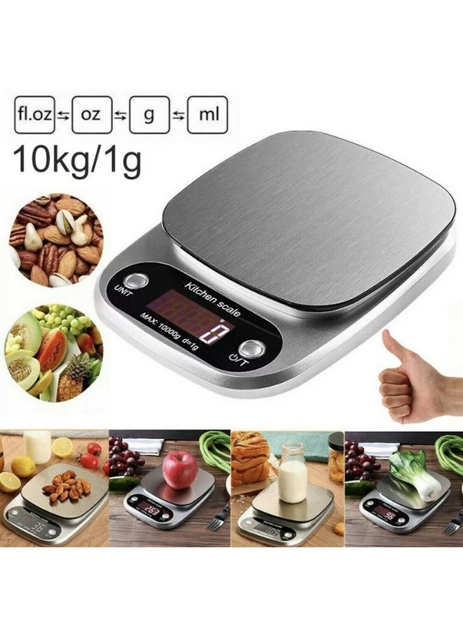 حياة الكثبان ميزان مطبخ رقمي دقيق 10 كجم / 0.1 جم - ميزان طعام بمنصة من الفولاذ المقاوم للصدأ للخبز والطبخ وإنقاص الوزن، شاشة LCD بالجرام والأونصة - Image 1