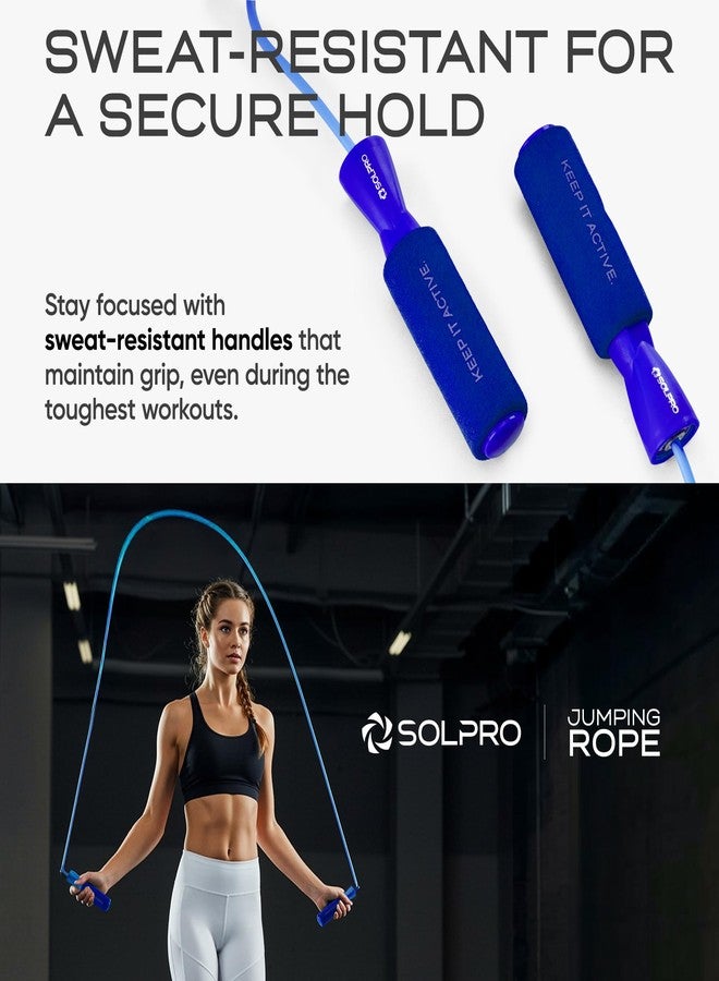Solpro Hoppit Adjustable Jump Rope Skipping Rope with soft foam handle for men, women, kids, fitness & exercise | Unisex, Tangle-Free, Sweat-Resistant | Home & gym workouts. (Blue) - Image 2