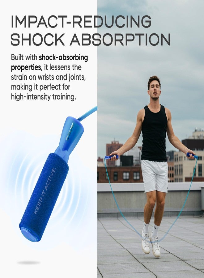 Solpro Hoppit Adjustable Jump Rope Skipping Rope with soft foam handle for men, women, kids, fitness & exercise | Unisex, Tangle-Free, Sweat-Resistant | Home & gym workouts. (Blue) - Image 4