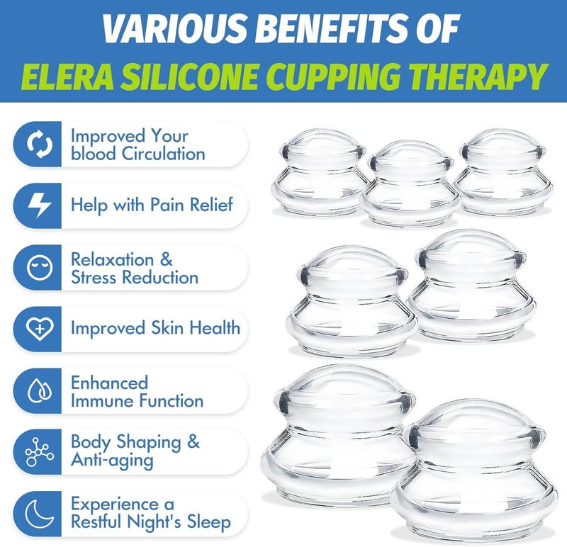 ELERA Silicone Cupping Therapy Set, Professionally Chinese Massage Cups for Cupping Therapy and Cellulite Reduction (7 Cups) - Image 4