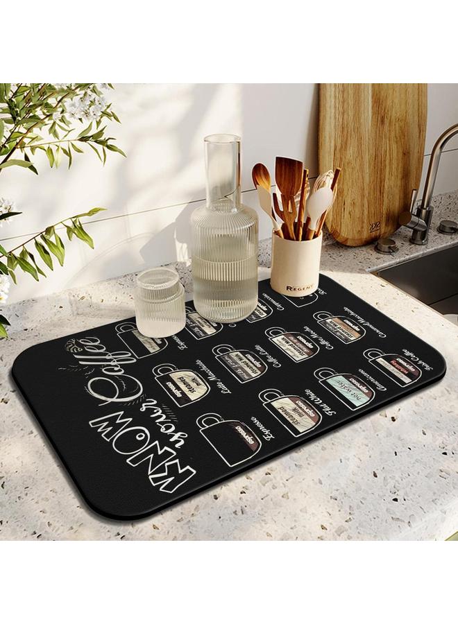 Bluejw Cross-border Coffee Series Kitchen Drain Mat Water Absorbent Quick-drying Tableware Mat Bar Counter Heat Insulation Mat Coffee Machine Drain Mat  - Image 1