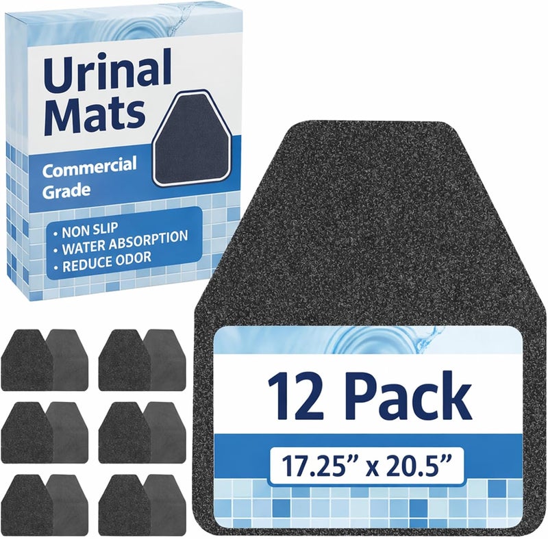 Houseables Urinal Mats, Urinal Mats for Men Bathroom, Floor Pads, Disposable Toilet Matt, for Pee, Commercial, Reusable, Urine, Splash Guard, Drip, Restroom, Mens Room, Large, Black, 17.25x20.5”, 12PK - Image 1