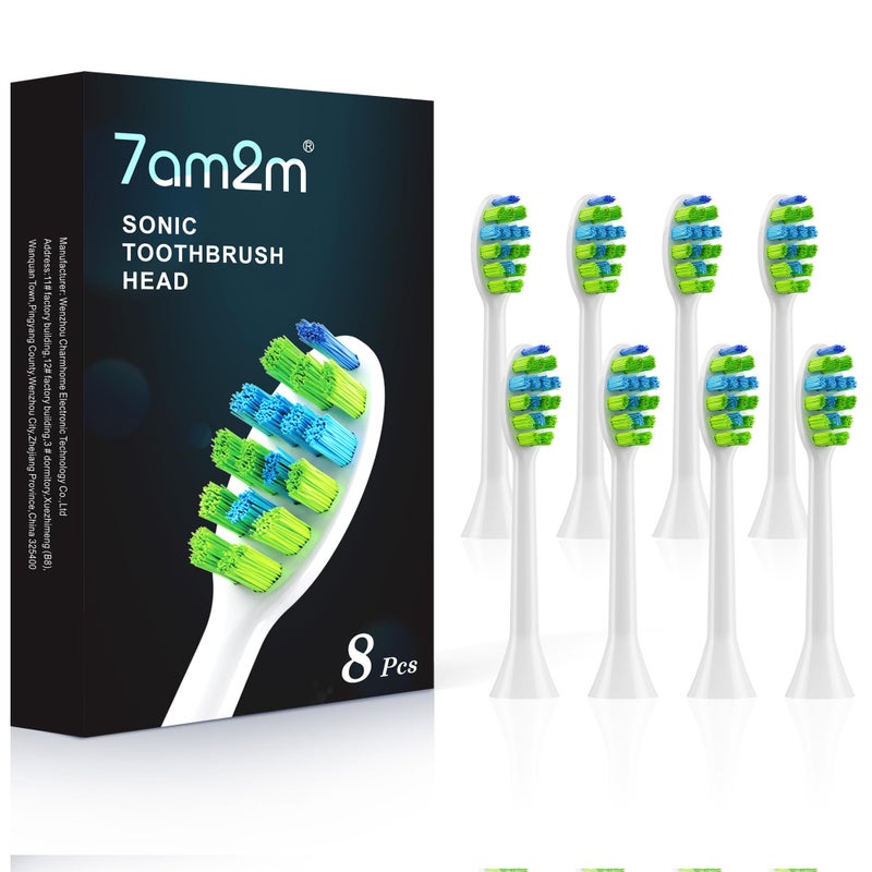 7AM2M AM100/AM105/AM111 Electric Toothbrush Brush Heads x 8 for 7AM2M Electric Toothbrush ONLY (White) - Image 1