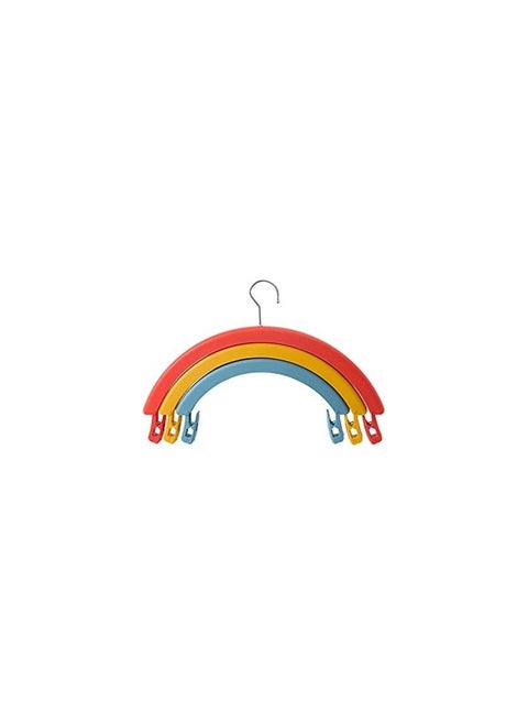Rainbow Rotating Clothes Hanger Three Layer 360° Swivel Multifunctional No Trace Drying Rack with Detachable Clothespin