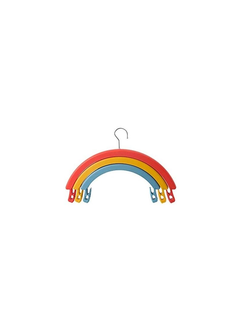 Rainbow Rotating Clothes Hanger Three Layer 360° Swivel Multifunctional No Trace Drying Rack with Detachable Clothespin