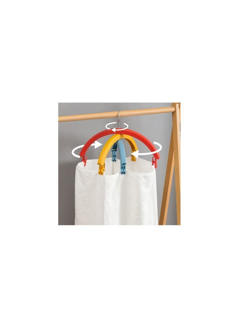 Rainbow Rotating Clothes Hanger Three Layer 360° Swivel Multifunctional No Trace Drying Rack with Detachable Clothespin