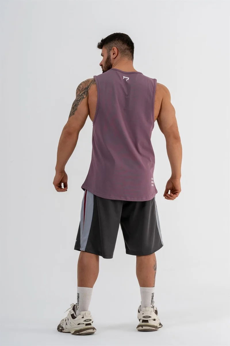Gymwolves Men's Sleeveless T-Shirt | Men's Sports T-Shirt | Purple | Workout Tanktop | Never Give Up |