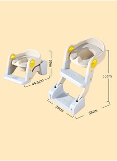 Aissiora 3-in-1 Potty Training Seat, Kids Toilet Training Seat with Step Stool, Foldable Portable Potty Chair with Adjustable Height Ladder Guard Handle Soft Cushion White for Baby Toddler Boys Girls  - Image 2