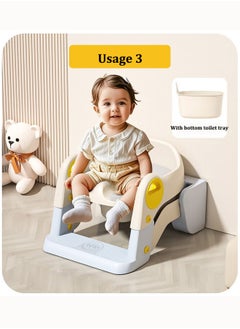 Aissiora 3-in-1 Potty Training Seat, Kids Toilet Training Seat with Step Stool, Foldable Portable Potty Chair with Adjustable Height Ladder Guard Handle Soft Cushion White for Baby Toddler Boys Girls  - Image 5