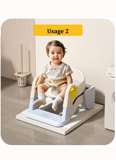 Aissiora 3-in-1 Potty Training Seat, Kids Toilet Training Seat with Step Stool, Foldable Portable Potty Chair with Adjustable Height Ladder Guard Handle Soft Cushion White for Baby Toddler Boys Girls  - Image 4