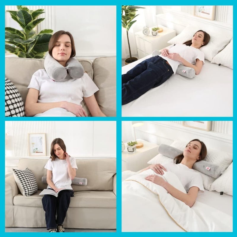 GOPAD Twist Neck Pillow for Neck Chin Lumbar and Leg Support Flexible Cylindrical Bolster Pillow Bendable Roll Pillow with Washable Soft Cover Bendable Adjustable 1 PcsGrey - Image 5