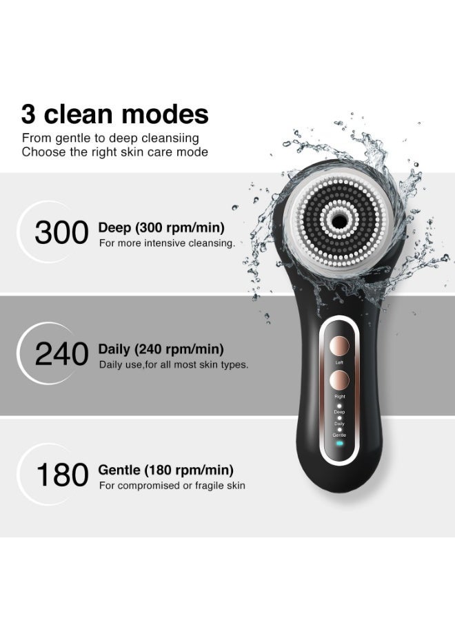 Arabest Electric Facial Cleansing Brush, 2-Way Rotating Face Scrubber for Daily & Deep Cleaning, 3 Modes, 5 Brush Heads, Rechargeable, IPX7 Waterproof for All Skin Types - Image 5