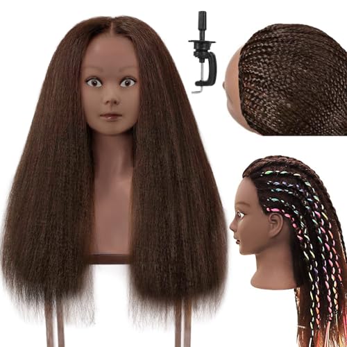 FABA Mannequin Head Human Hair with Clamp Stand100 Real Hair Mannequin Head for Makeup Practice Dark Brown Doll Head Styling 2022 Cosmetology Manikin Doll Head for Hair Styling - Image 1