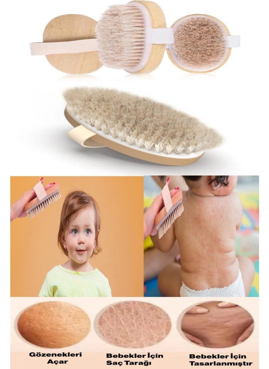 Morport 100% Goat Hair Natural Baby Hair Brush and Body Brush (Accelerates Blood Flow)  - Image 1
