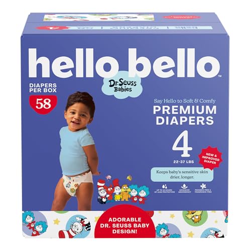 Hello Bello Dr Seuss Babies Premium Diapers Size 4 58 Count Softness Protection for Sensitive Skin - Image 1