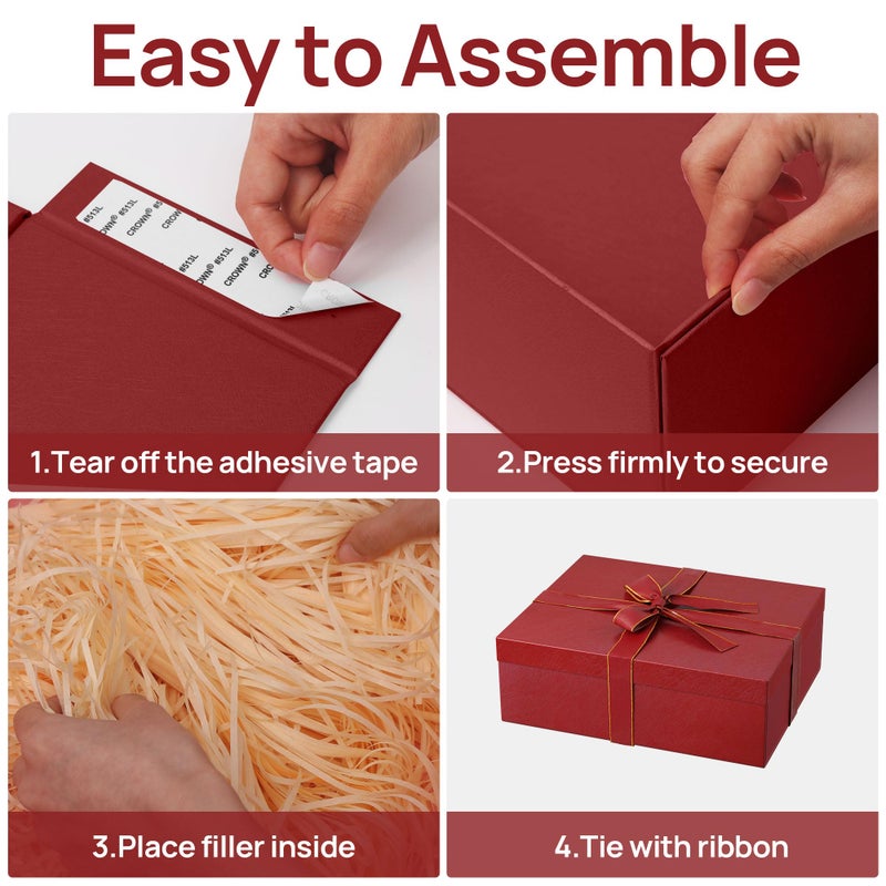 JOYIT Red Gift Box 16.5''x13''x5.5'' - Large Gift Boxes with Lid for Presents Packaging, Birthday, Christmas, Wedding, Anniversary, Big Gift Box with Ribbon, Shred Filler, Card, Wax Seal (Red) - Image 5