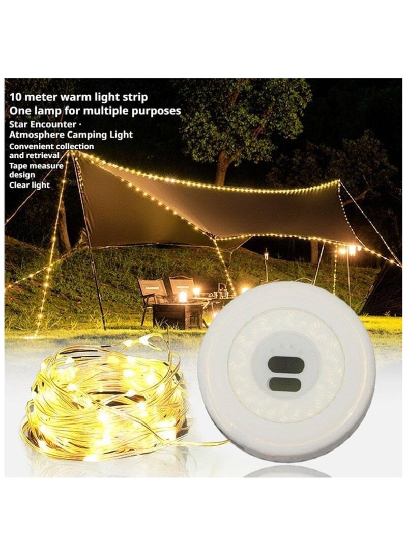 Generic Portable Camping String Lights Rechargeable, 10M 5 in 1 Outdoor Waterproof Stowable String Light with 5 Modes 1800mah Portable Camp String Lights Retractable LED Tent Camping Fairy Lights Warm - Image 1