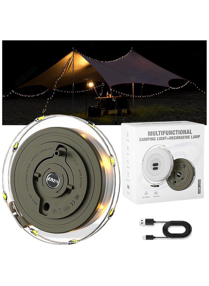 Generic Portable Camping String Lights Rechargeable, 10M 5 in 1 Outdoor Waterproof Stowable String Light with 5 Modes 1800mah Portable Camp String Lights Retractable LED Tent Camping Fairy Lights Warm - Image 3