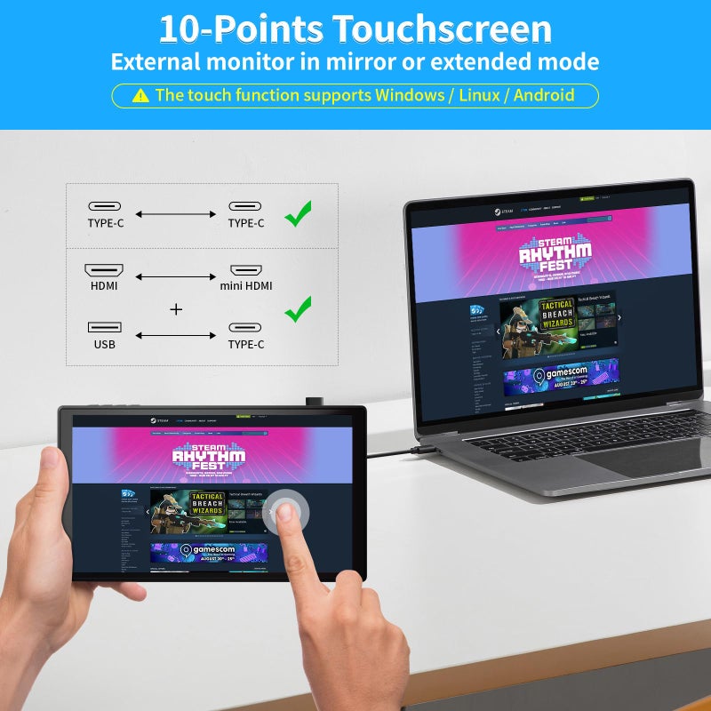 PeakDo 7 inch Portable Touchscreen, Mini 1080P 60Hz USB C HDMI Monitor, Ultra Thin Lightweight IPS LCD Display Second Screen for Gaming, Working, PS5, Xbox, Laptop, PC - Image 5