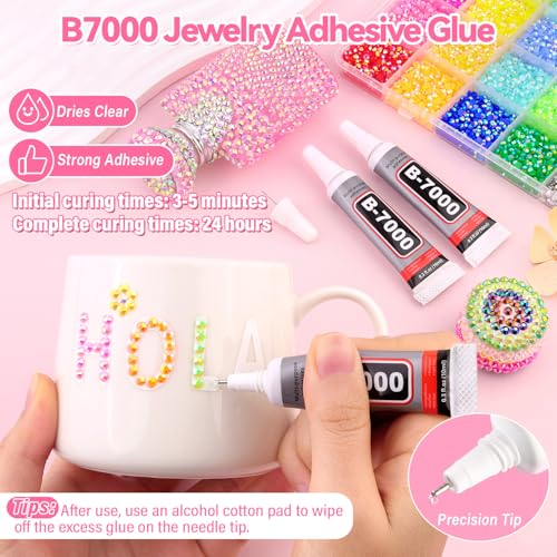 GA&EN 40000Pcs Jelly Rhinestones for Bedazzling Kit, Multi-Color 3mm Resin Flatback Gems with 3Pcs 10ml B7000 Jewelry Glue, Bedazzled Crystal for DIY Crafts Clothing Nail Art Makeup - Image 4