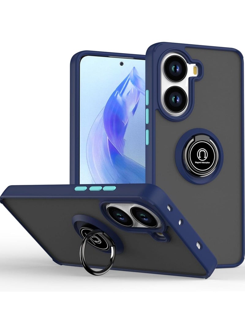 جراب لهاتف Poco X7 Pro 5G مزود بحلقة معدنية دوارة ومسند مضاد لبصمات الأصابع ومقاوم للخدش بلمسة نهائية غير لامعة جراب ناعم من مادة TPU وغطاء مغناطيسي للسيارة لهاتف Xiaomi Poco X7 Pro - Image 1