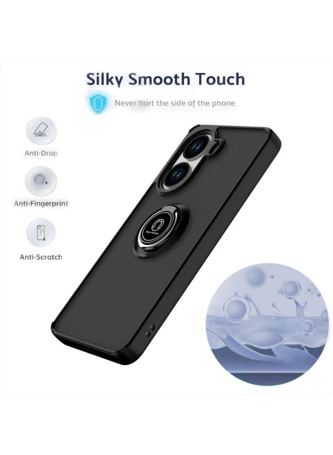 جراب لهاتف Poco X7 Pro 5G مزود بحلقة معدنية دوارة ومسند مضاد لبصمات الأصابع ومقاوم للخدش بلمسة نهائية غير لامعة جراب ناعم من مادة TPU وغطاء مغناطيسي للسيارة لهاتف Xiaomi Poco X7 Pro - Image 5