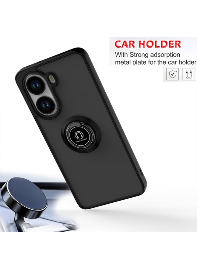 جراب لهاتف Poco X7 Pro 5G مزود بحلقة معدنية دوارة ومسند مضاد لبصمات الأصابع ومقاوم للخدش بلمسة نهائية غير لامعة جراب ناعم من مادة TPU وغطاء مغناطيسي للسيارة لهاتف Xiaomi Poco X7 Pro - Image 3